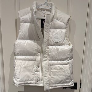 Canada Goose Cream Puffer Vest with Emblem